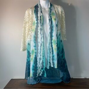 Knit & Love Women’s Green/Ivory  Cardigan Cover Medium